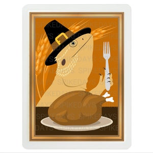 Bearded Dragon Thanksgiving Tank Decor -  Pet Portrait - Thanksgiving Turkey Decor - Lizard Art - Funny Pet Drawing - Reptile Accessories