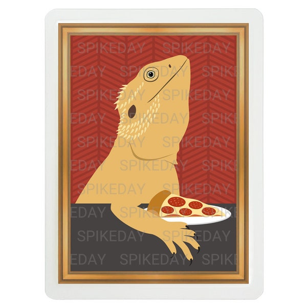 Bearded Dragon Eating Pizza Tank Decor - Slice of Pizza - Bearded Dragon Decoration - Reptile Terrarium Decor - Pepperoni Pizza - Pizza Art