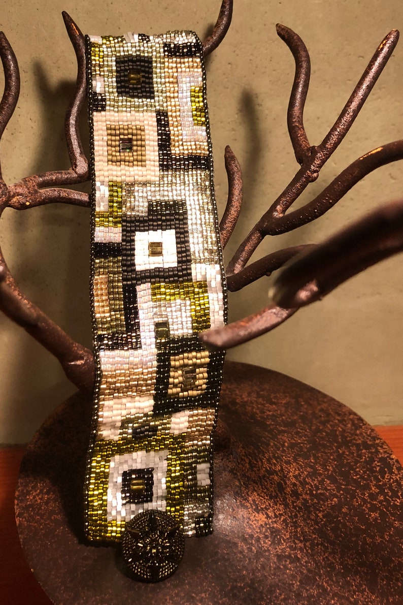 Wide Loom Woven Beaded Bracelet Etsy