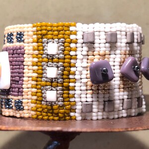 Wide Loom Woven Beaded Bracelet