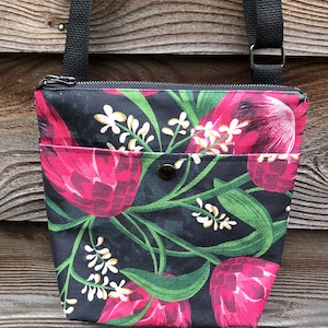 Pink Protea Mini Crossbody Bag