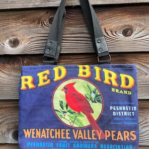 Vintage Pear Crate Label Print Tote Bag