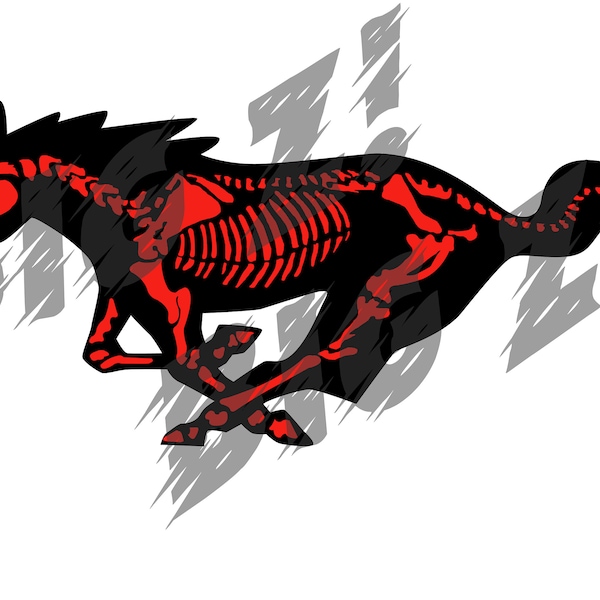 Ford Mustang Skeleton Horse Vector Cut File. CUT FILE ONLY .png, .eps, .pdf, .svg