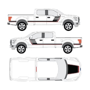 Modèle tricolore de capot et de rayures pour Ford F150-F250 2015-2020 de 6,5 pi. TÉLÉCHARGEMENT NUMÉRIQUE UNIQUEMENT .png .svg .pdf .eps