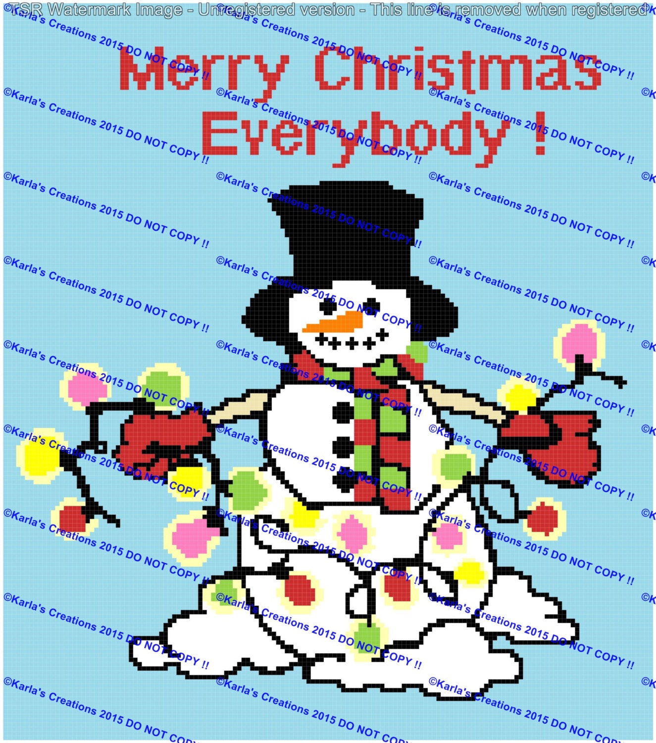 Snowman With Christmas Lights Crochet Graph - Etsy