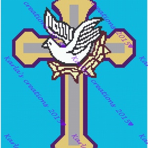 Cross with Dove Crochet Afghan Graph