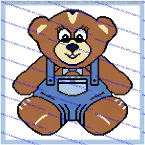 Teddy Bear With Blue Overalls Crochet Graph