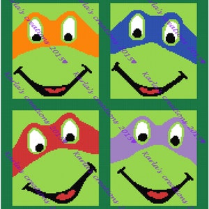 Green Turtles Set Crochet Graph
