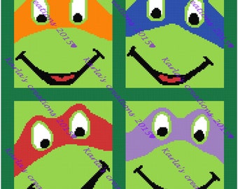 Ensemble de tortues vertes Graphique au crochet