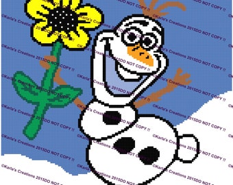 Olaf With Flower Crochet Graph