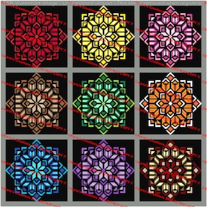 9 Quilt Various Colors Flower_Squares Graph