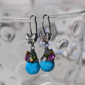 Sterling silver turquoise butterfly earrings