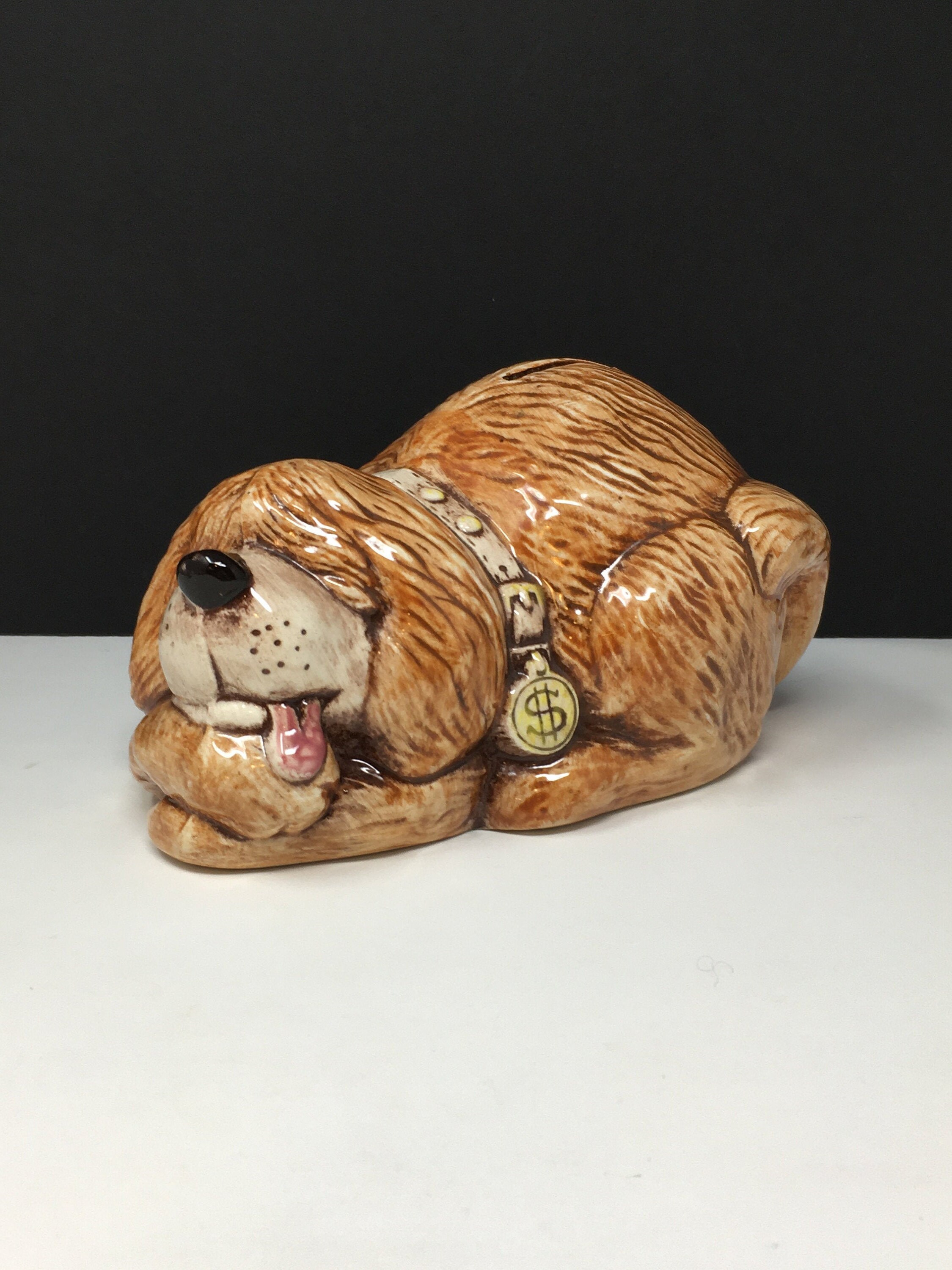 Vintage Treasure Craft Ceramic Dog Coin Bank Etsy