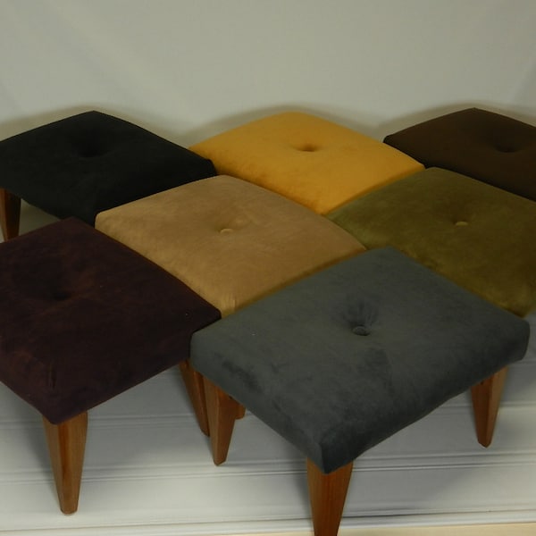 Art Deco Tufted Suede Foot Stool