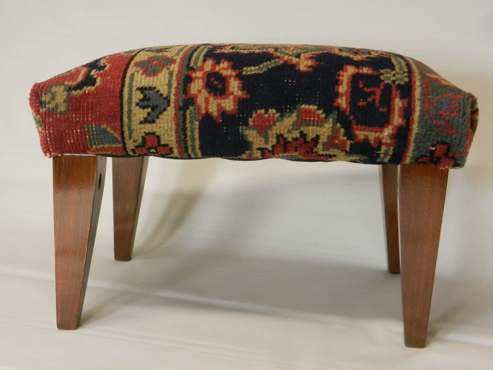 Antique Sparta Carpet Footstool Border Cut Etsy
