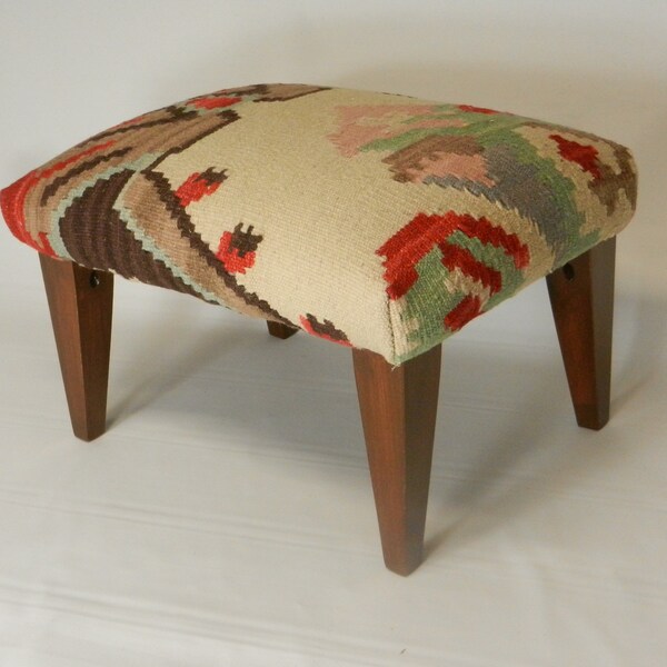 Turkish Kilim Footstool - Cut 4