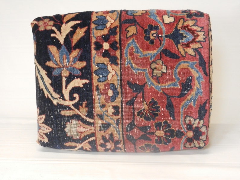 Antique Yazd Carpet Footstool