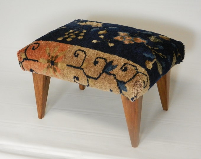 Antique Peking Carpet Footstool Etsy