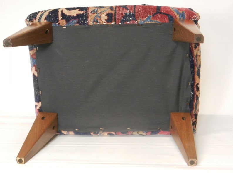 Antique Yazd Carpet Footstool