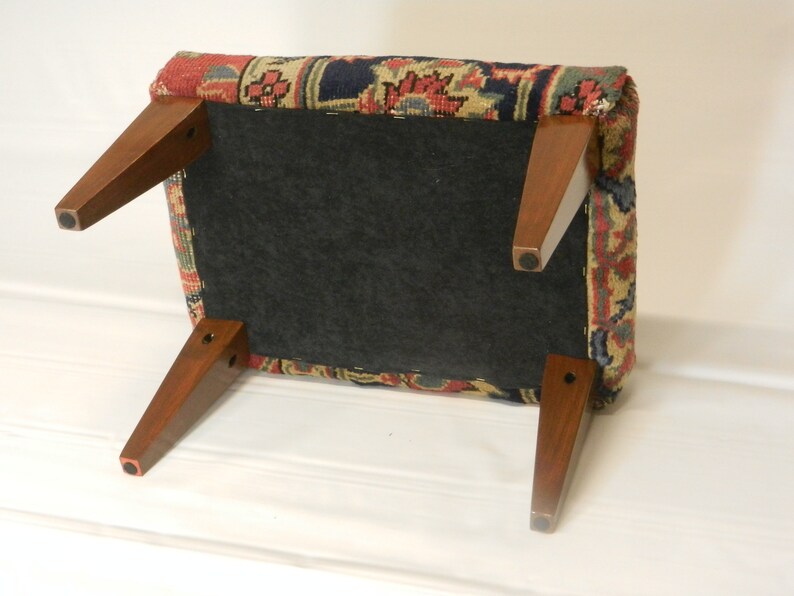 Antique Sparta Carpet Footstool Border Cut Etsy