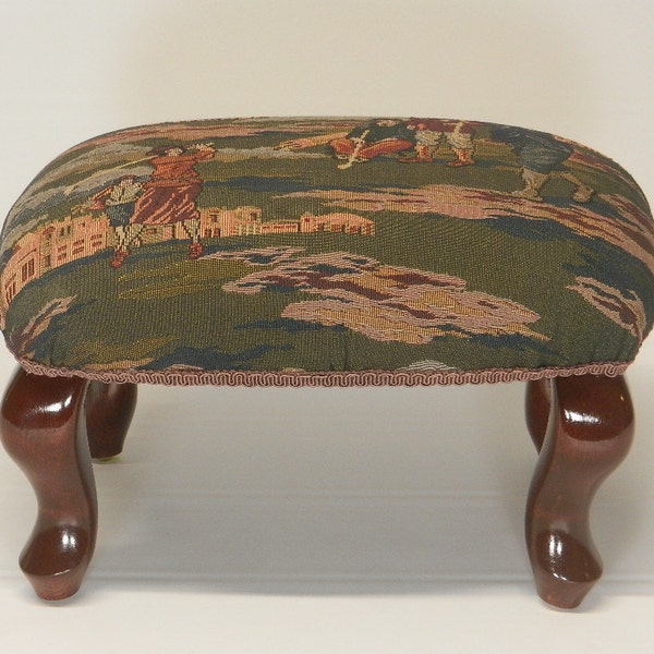 Pictorial Tapestry Queen Anne Footstool