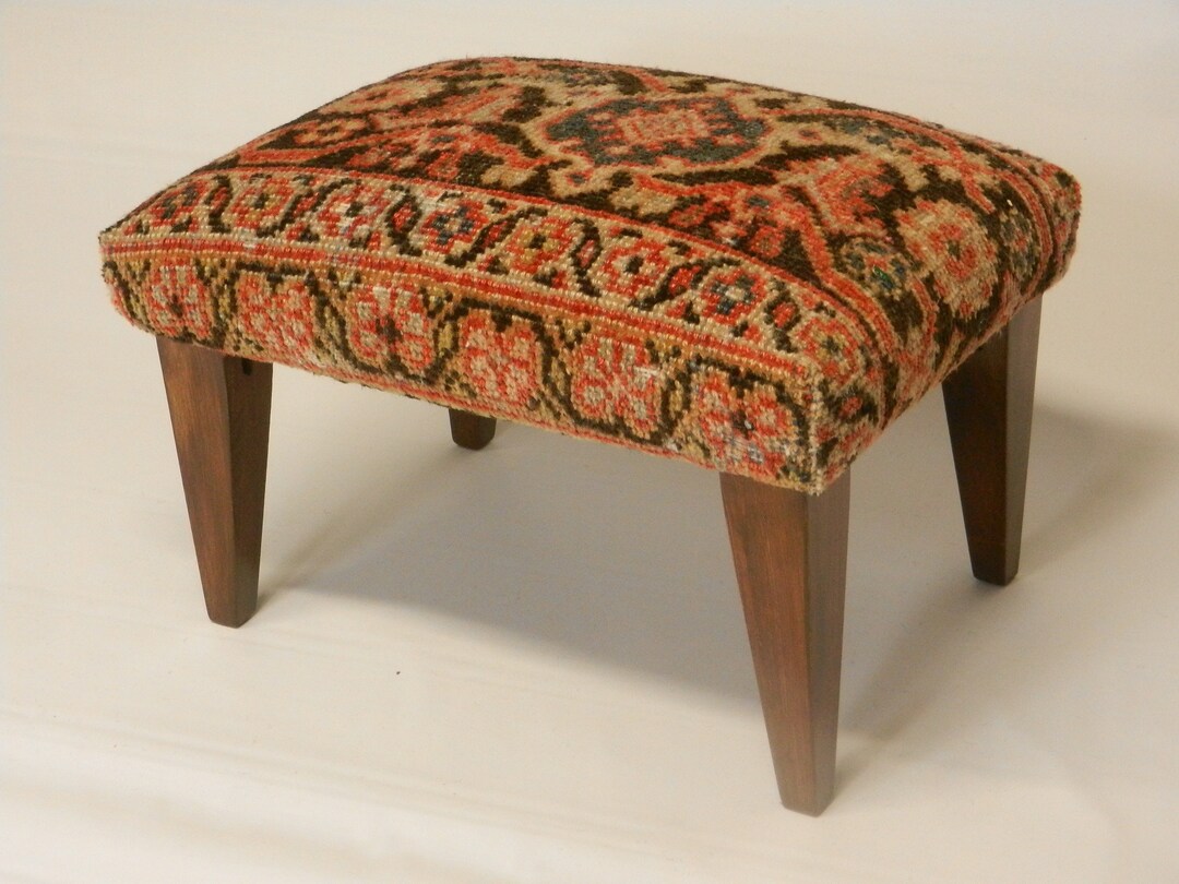 Antique Soltanabad Carpet Footstool border Cut Etsy
