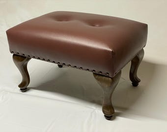 Faux leather Queen Anne Ottoman-Free US Shipping