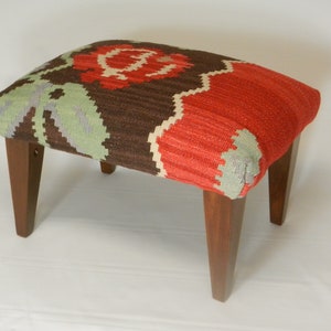 Turkish Kilim Footstool (Border cut)