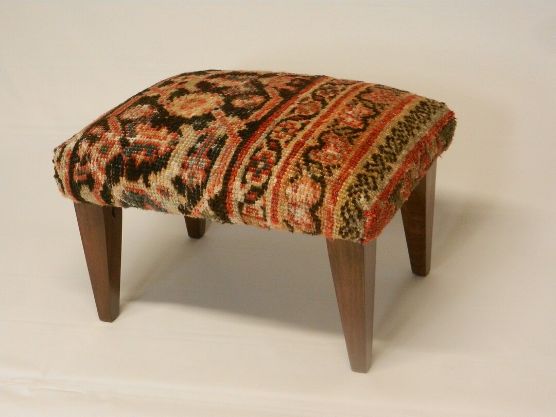 Antique Soltanabad Carpet Footstool border Cut Etsy