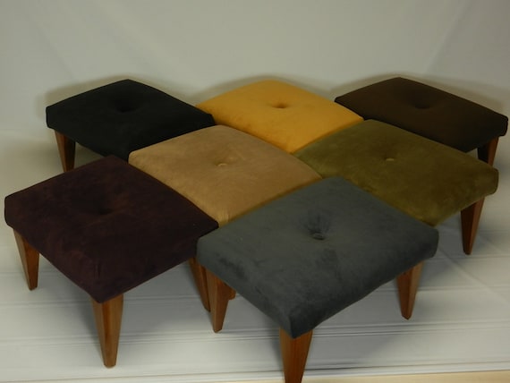 Art Deco Tufted Suede Foot Stool Etsy