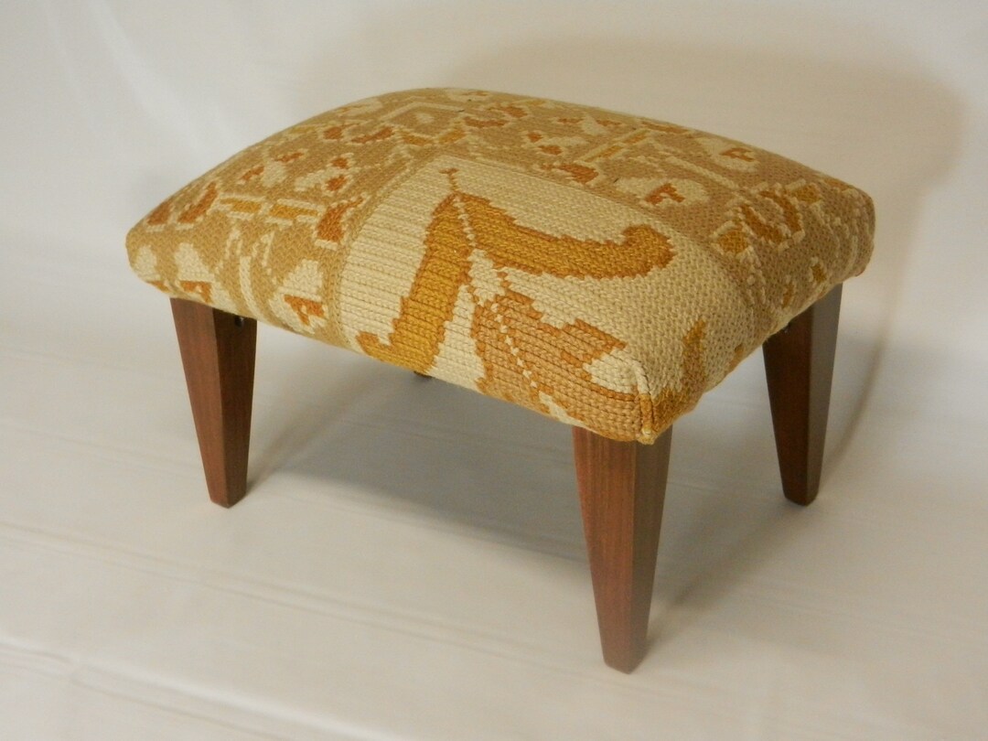 Vintage Portuguese Carpet Footstool border Cut Etsy