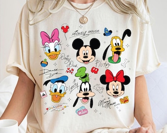 Retro Mickey & Friends Signatures PNG, Disney Balloon Characters Design, Magical Mickey and Co Artwork, Family Matching Digital Download