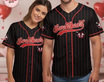 Personalized Mickey & Minnie Couple Baseball Jersey, Custom Disney Matching Jersey for Kids, Youth Adults, Valentine’s Disney Gift
