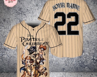 Pirates of the Caribbean Baseball Jersey, Mickey Mouse Pirate Jersey, Custom Name Number Disney Shirt, Disney Family Vacation Jersey