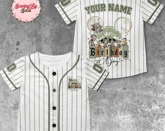 Birthday Boy Disney Baseball Jersey, Personalized Mickey Friends Birthday Shirt, Custom Name Disney Family Matching Jersey