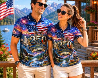 250 American Semiquincentennial Polo Shirt, USA 1776 2026 Patriotic Golf Shirt, Independence Day Outfit