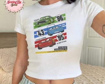 Cars Lightning McQueen Crop Tank, Radiator Springs Baby Tee, Tow Mater Disney Shirt, Piston Cup Champion Women Top