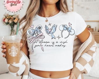 A Dream Is A Wish Baby Tee, Cinderella Inspired Crop Top, Disney Princess Y2K Baby Tee, Magic Bow Castle Cute Disney Shirt