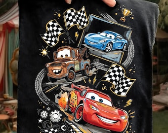 ライトニング・マックィーン PNG、ディズニー・ピクサー カーズ レーシング デザイン、メーター レッカー車グラフィック、レースカー キッズ バースデー シャツ デジタルダウンロード