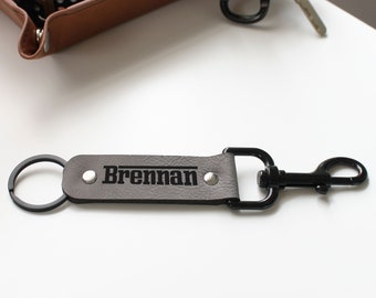Faux Leather Keychain Engraved Clasp Keychain Trigger Clasp Keychain --FXCLASP-G-BRENNAN Personalized Keychain Custom Keychain