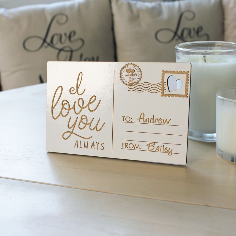 Valentine/'s Day Postcard Valentine/'s Gifts for Women --LPC-W-ANDREWBAILEY Personalized Wood Postcard Love Postcard Valentine/'s Gifts