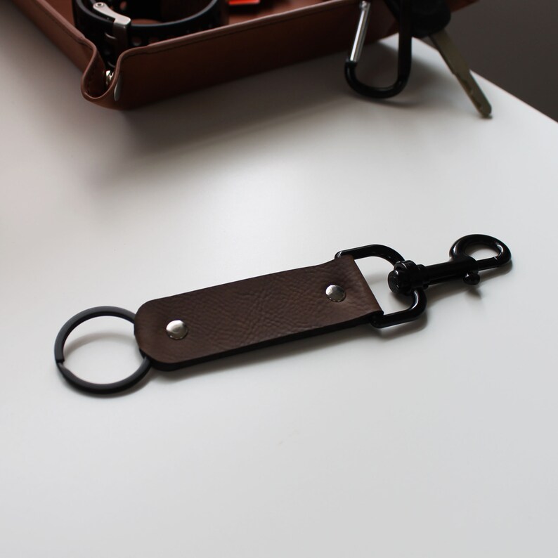 Custom Keychain Personalized Keychain Engraved Keychain Clasp Keychain Trigger Clasp Keychain --FXCLASP-B-JOHNSMITH Faux Leather Keychain