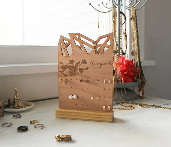 Earring Holder Wood Jewelry Stand Custom Jewelry Dish,Jewelry Tree--JSA-GEO-Beautiful Personalized Jewelry Display Acrylic Jewelry Stand