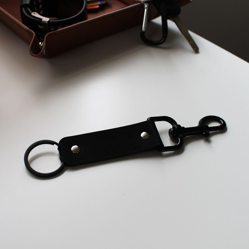 Custom Keychain Personalized Keychain Engraved Keychain Clasp Keychain Trigger Clasp Keychain --FXCLASP-B-JOHNSMITH Faux Leather Keychain