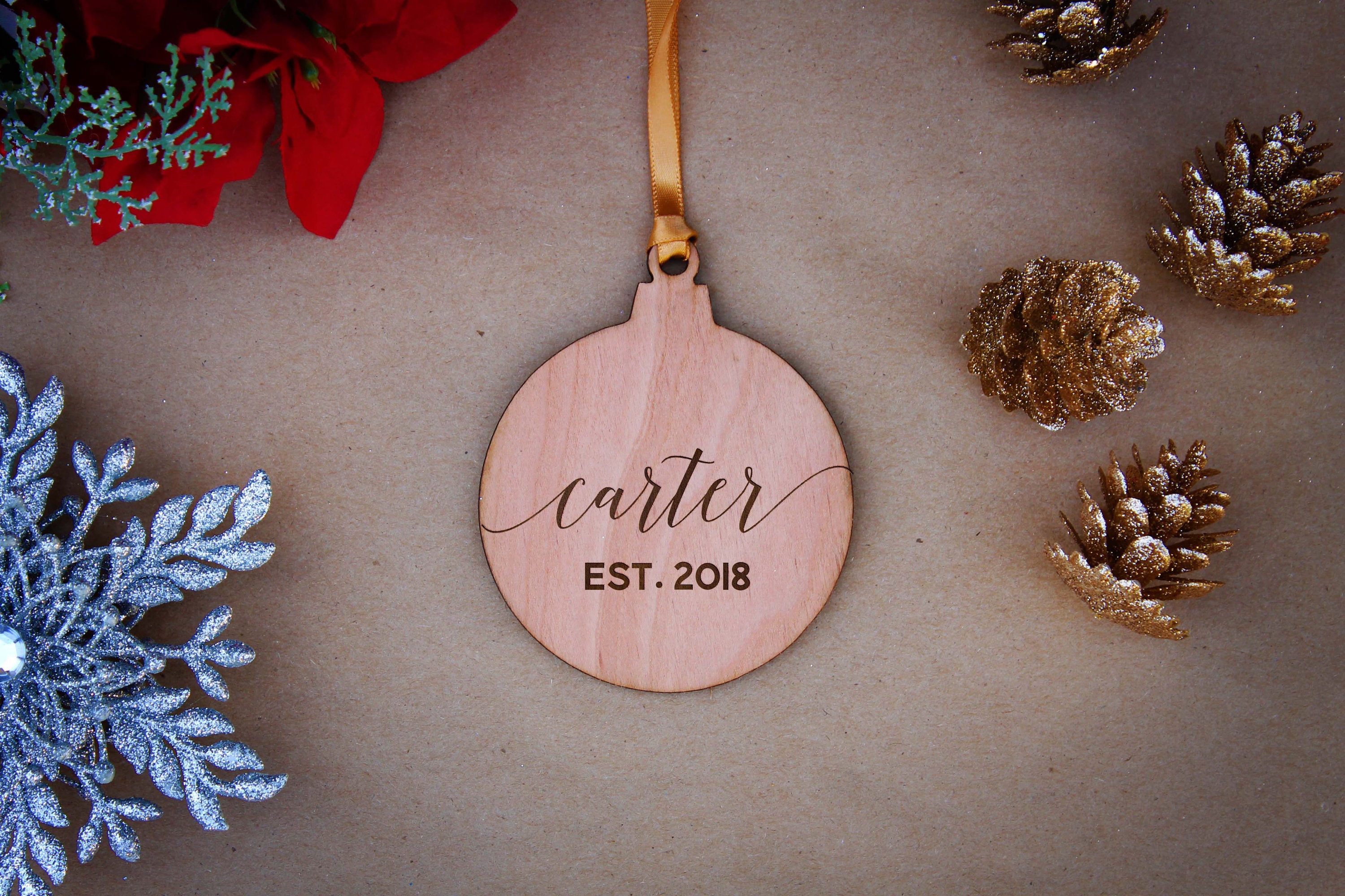 Calligraphy Script Ornament Calligraphy Christmas Ornament Etsy