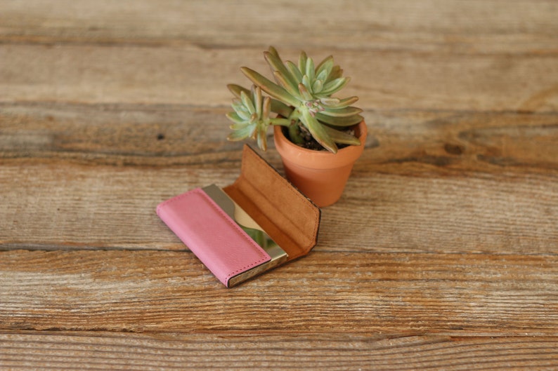 Leather Business Card Holder --BCH-PK-MASON Engraved Business Card Holder Custom Business Card Holder Personalized Business Card Holder
