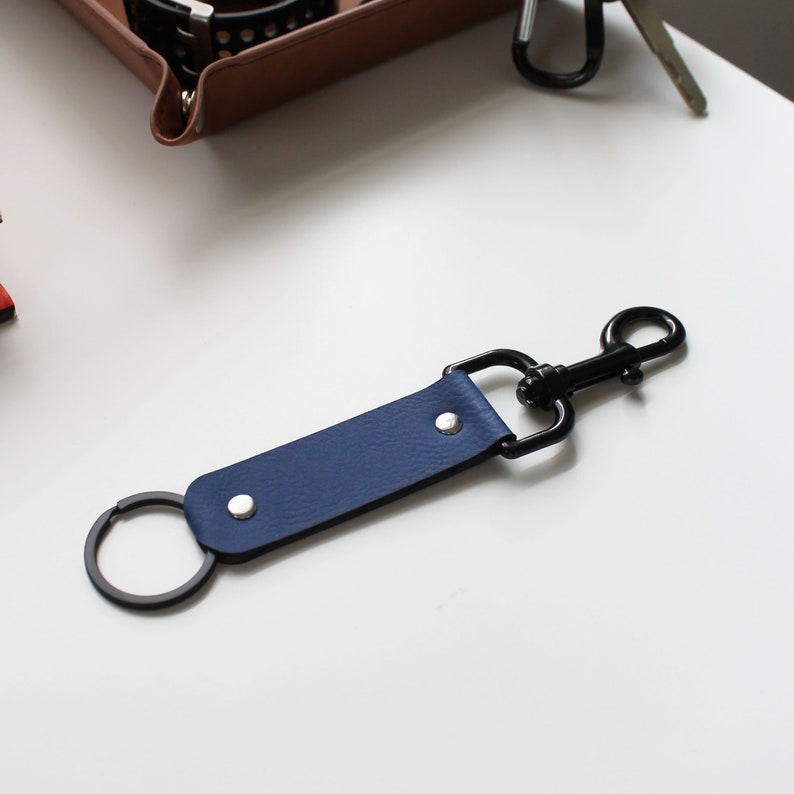 Custom Keychain Personalized Keychain Engraved Keychain Clasp Keychain Trigger Clasp Keychain --FXCLASP-B-JOHNSMITH Faux Leather Keychain