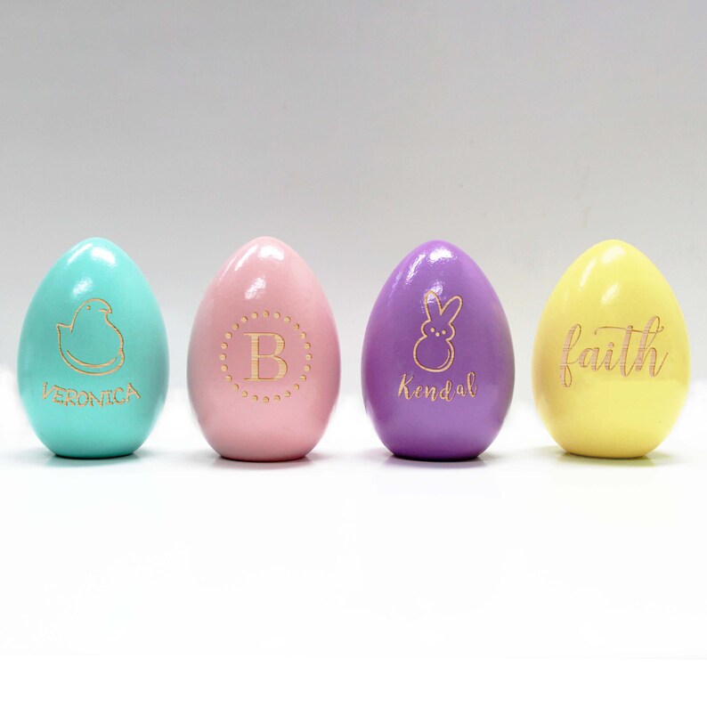 Custom Easter Gift Easter Decor Easter Basket Gift Wood Egg Easter Gifts --EGG-FOUR-Bowers Easter Decorations Personalized Easter Eggs