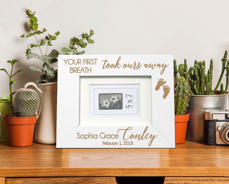 Baby Picture Frame Engraved Frame --PF-WHT-SOPHIA Baby Name Personalized Birth Announcement Picture Frame Baby Stat New Baby New Born