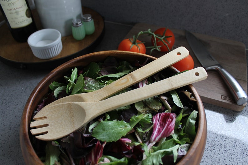 Custom Engraved Salad Utensils Personalized Kitchen Wood Utensils Custom Wooden Kitchen Utensils --UTN-SAL-WALTERS Wood Kitchen Utensils